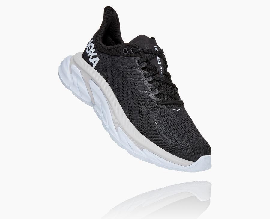 Hoka Womens Running Shoes NZ - Hoka Clifton Edge Black/White (GIW204795)